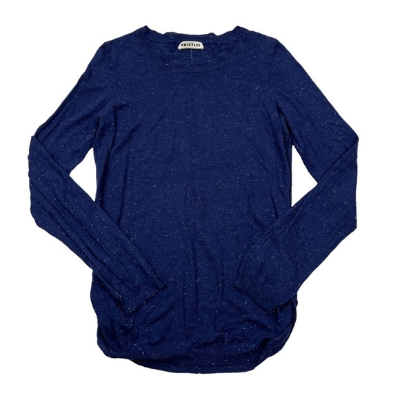 Whistles Navy Sparkle Knit Long Sleeve Crew Neck Pullover Sweater - Picture 1 of 5